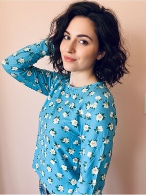 Draper James x Lands End Long-Sleeve Floral Swim Rash-Guard Shirt